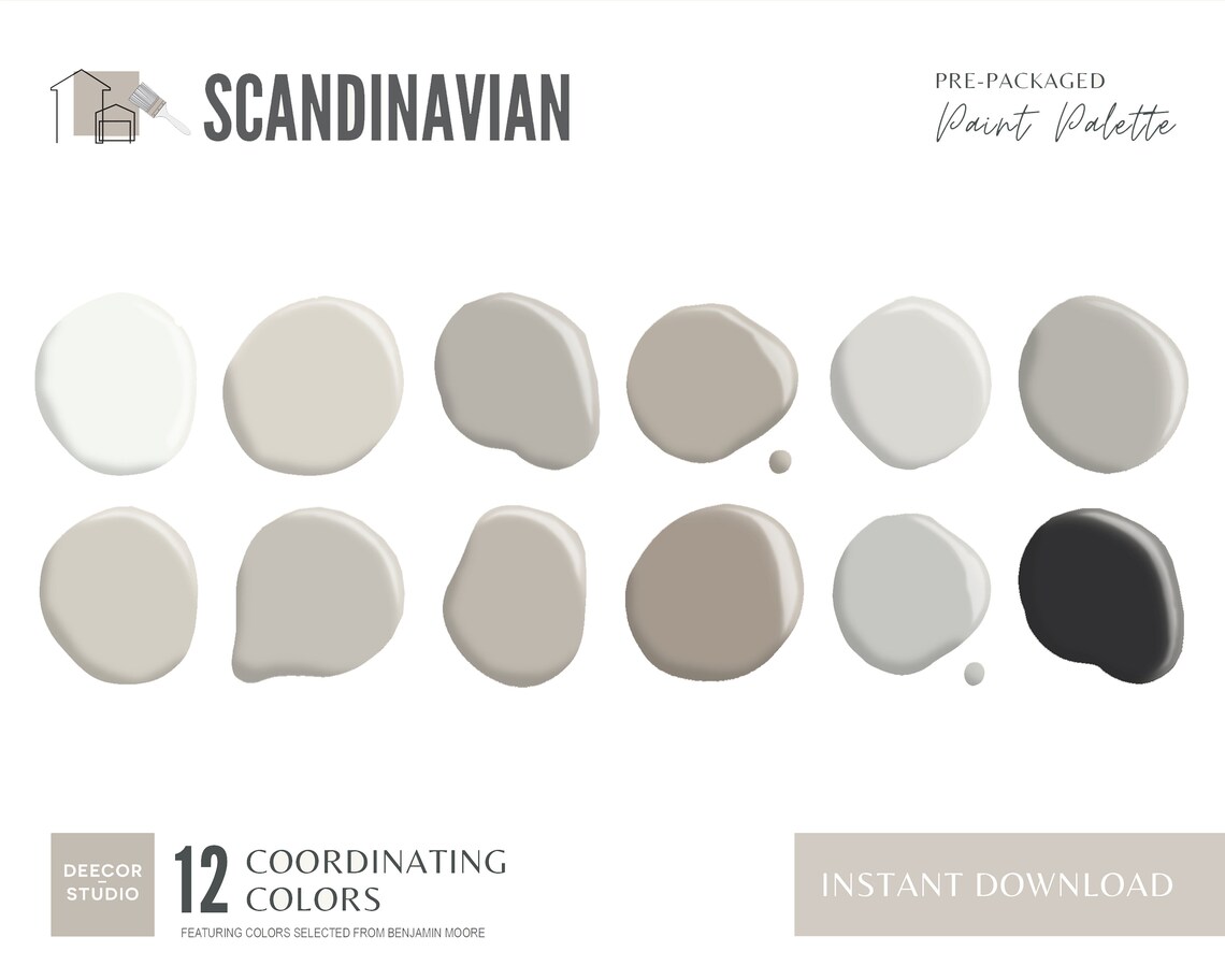 Benjamin Moore Scandinavian Paint Color Palette Modern Etsy