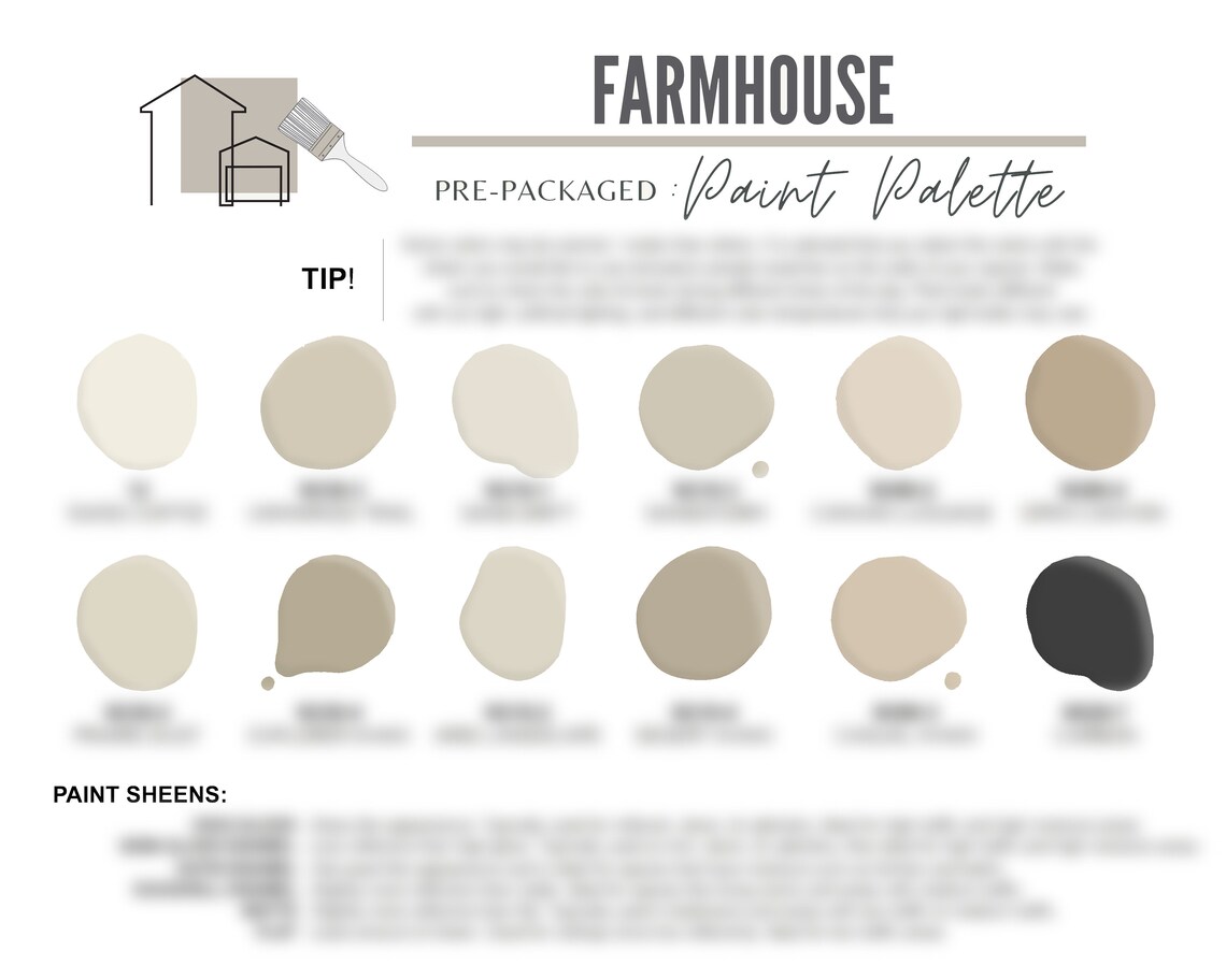 Behr Farmhouse Paint Color Palette Rustic Interior Paint Etsy