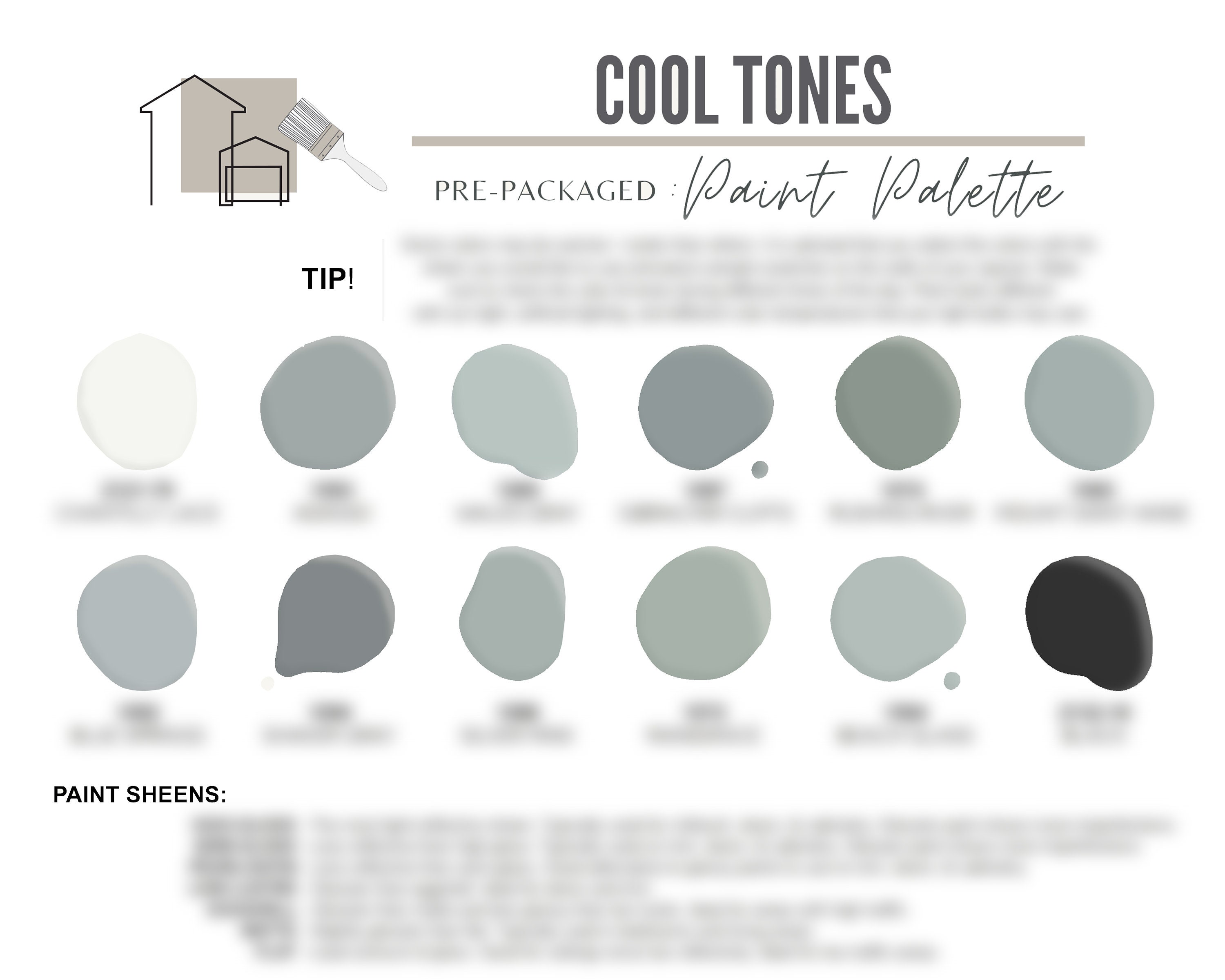 Benjamin Moore Cool Tone Paint Color Palette Contemporary | Etsy