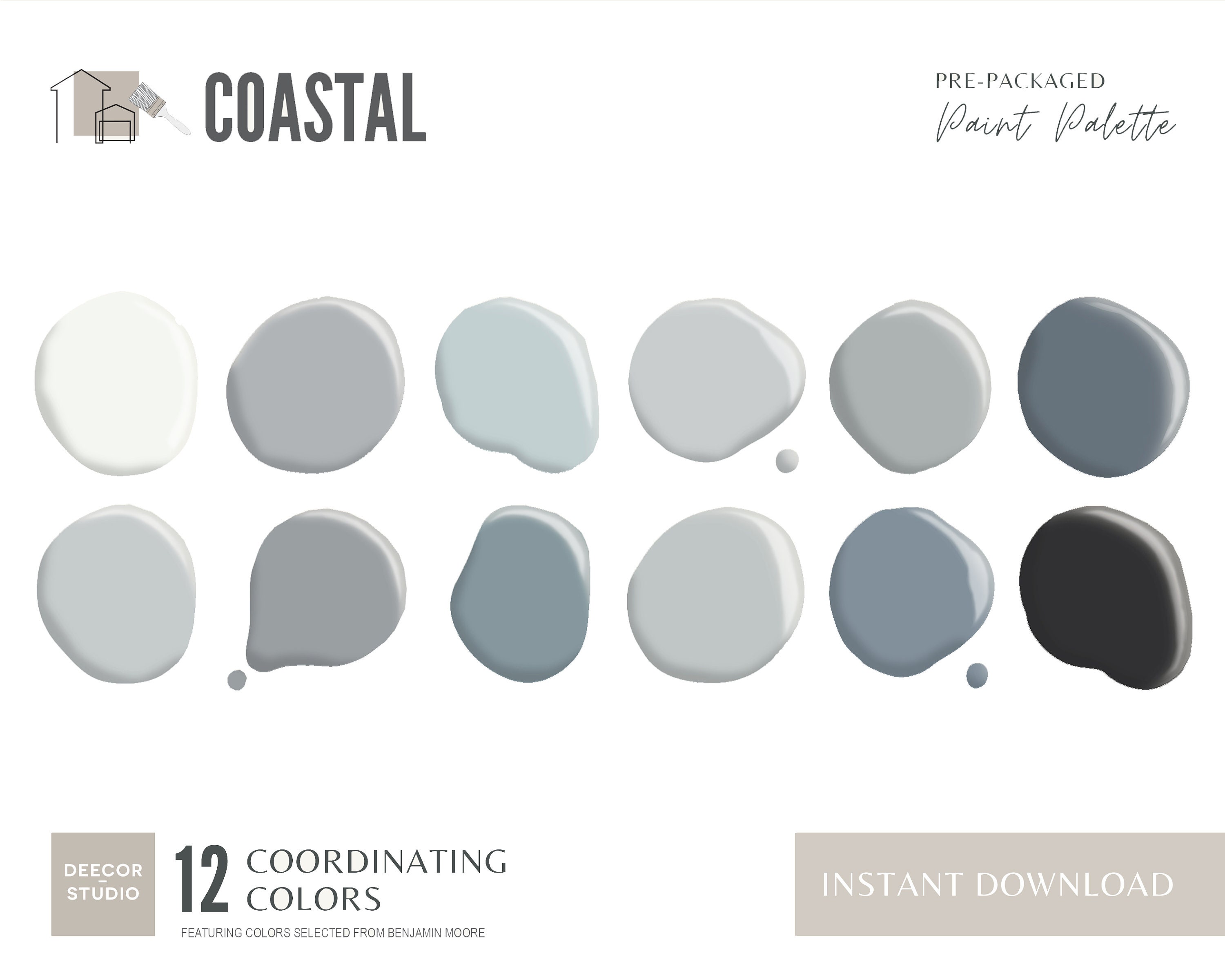 Benjamin Moore Coastal Paint Color Palette Beach Interior Etsy