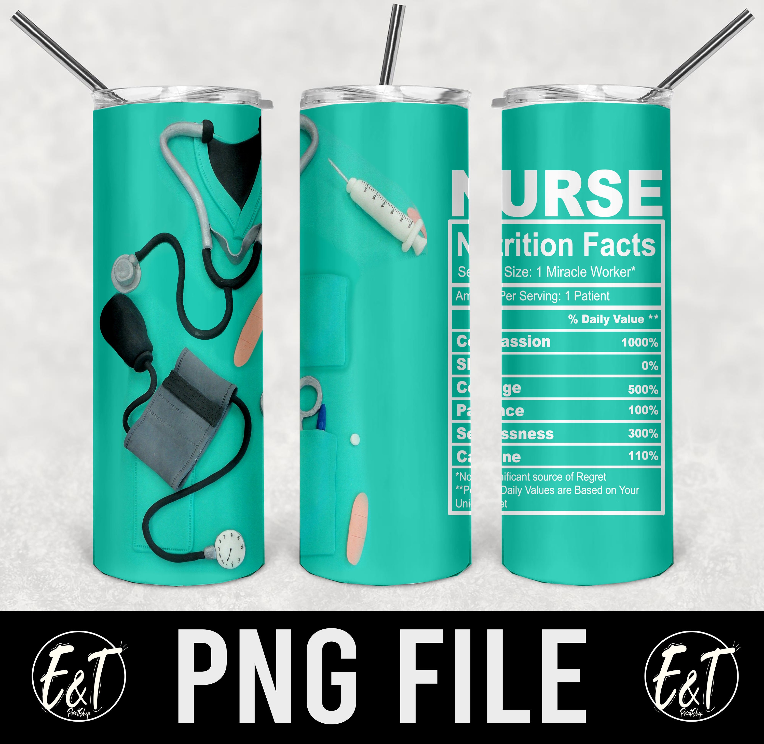 Nurse Scrubsnutrition Facts Label for Tumbler Straight and Etsy Canada