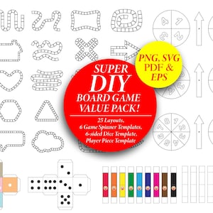 DIY game board template | Blank board | Personalise Adult game board | Custom kids board game template | Svg Png Eps School project ideas