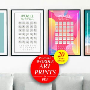 Pôster Wordle na parede | Arte de parede Wordle jogável para salas e escritórios | Ideia inovadora para presente | pôster de decoração interativo | Download em PDF