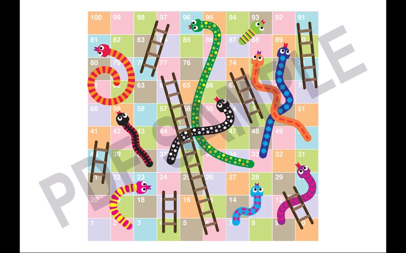 Printable Editable Snakes and Ladders in Powerpoint PDF Children Board Game Customisable Design ...