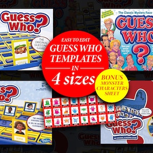 Editable Guess Who Template | Make Your Own Custom Printable Game Board Version 2.0 | Guess Who Cards Template | Monster Characters Sheet