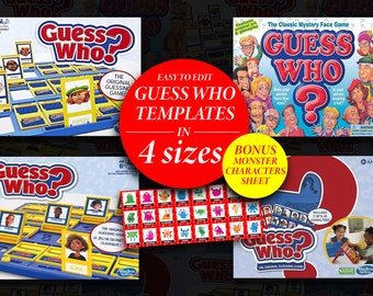 Editable Guess Who Template | Make Your Own Custom Printable Game Board Version 2.0 | Guess Who Cards Template | Monster Characters Sheet