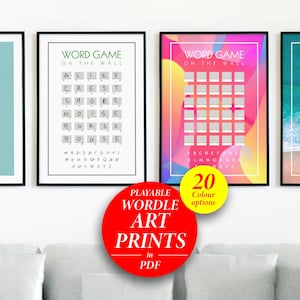 Wordle inspired playable wall poster | Fun wall art for rooms & offices | Innovative word game idea | interactive room decor | PDF download