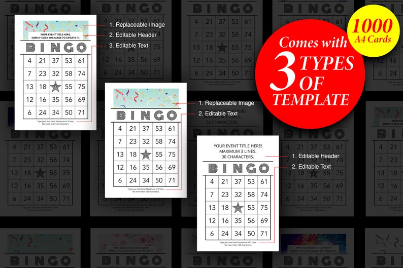 Editable Bingo Cards Template Printable Customisable Bingo - Etsy