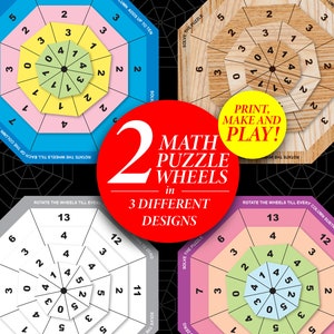 Mathe Zahl IQ Papier Puzzle Rad | Denkspiel | Math Subtrahieren Addierhilfe | Lehrer Schule Werkzeug | Digital Printable Papercraft Puzzle