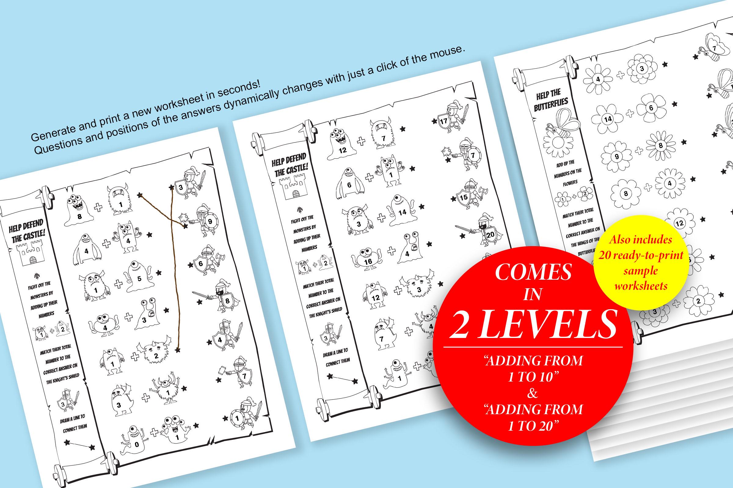 Knight Math Sheets Math Worksheets First-second Grade Addition Practice : Flowers, Knight ...