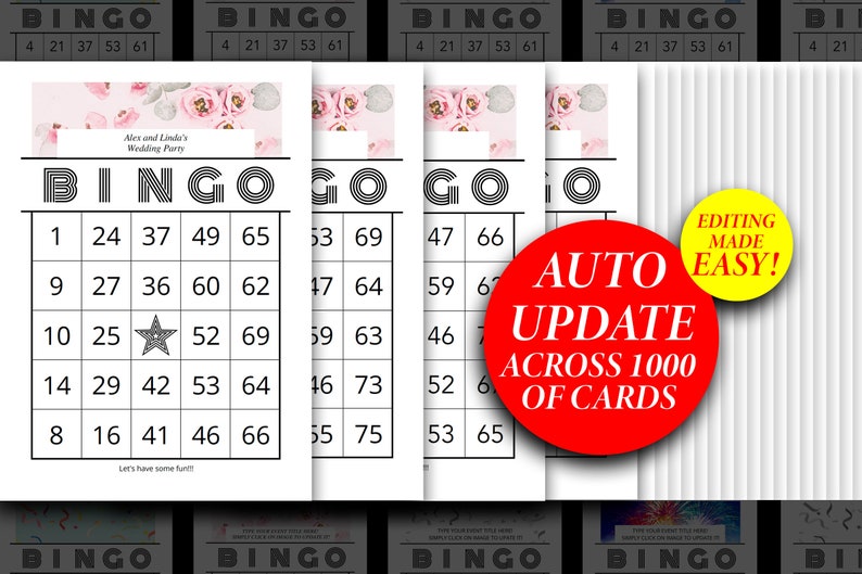Editable Bingo Cards Template Printable Customisable Bingo - Etsy