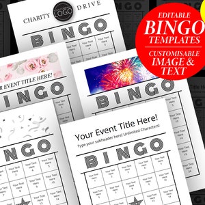 Modelli di schede bingo modificabili / Schede bingo personalizzabili e stampabili / Bingo per matrimoni / Bingo per compleanni / Bingo per feste / Bingo per eventi di beneficenza