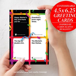 Cards Against Humanityにインスパイアされたパーソナライズされたグリーティングカード | 面白い印刷可能な誕生日、感謝、記念日、新年、父の日、母の日カード