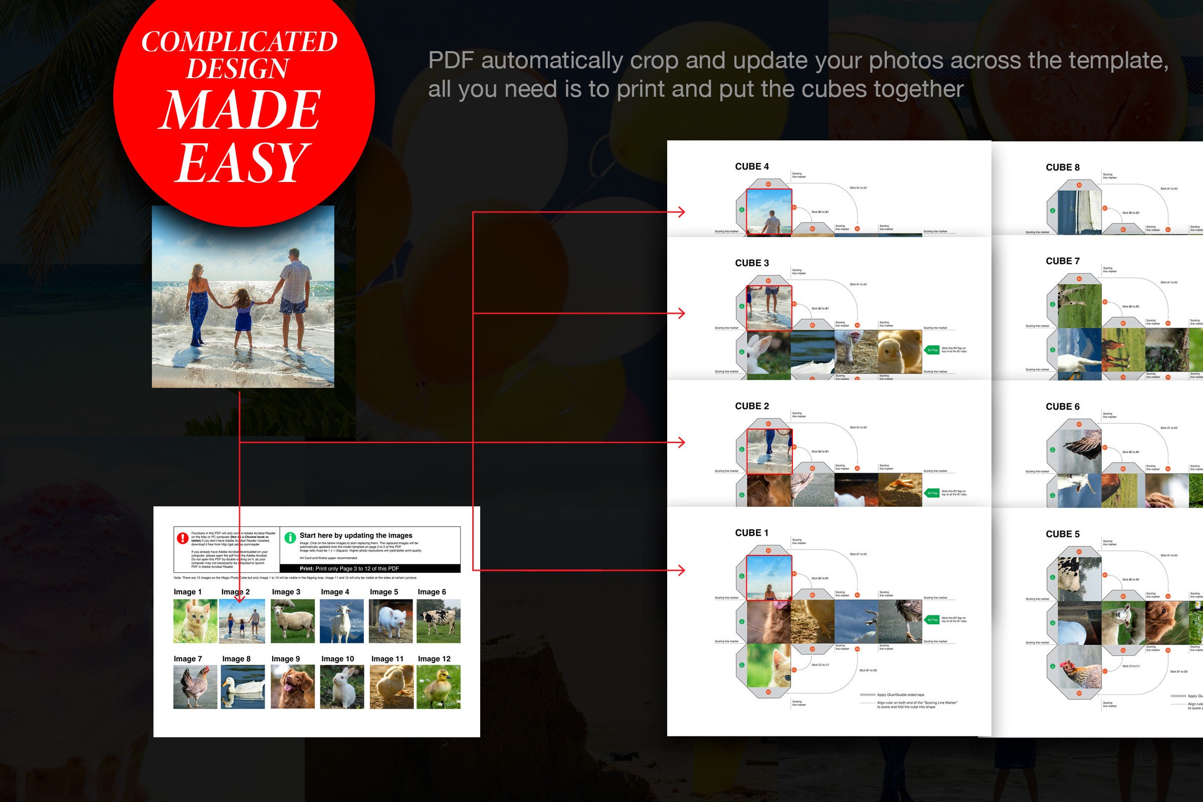 DIY Infinity Photo Cube PDF Template, Rotating Personalise Photo Cube ...