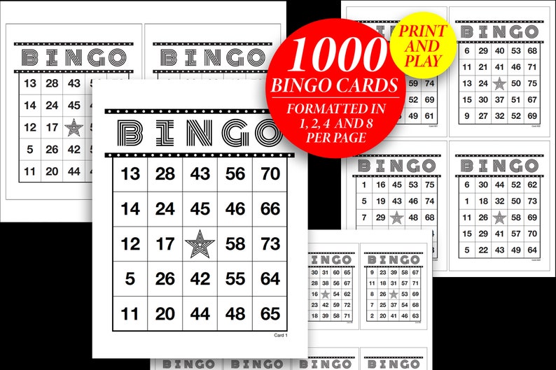 Bingo Cards Printable PDF Download 1000 Pages | Various Different Bingo ...