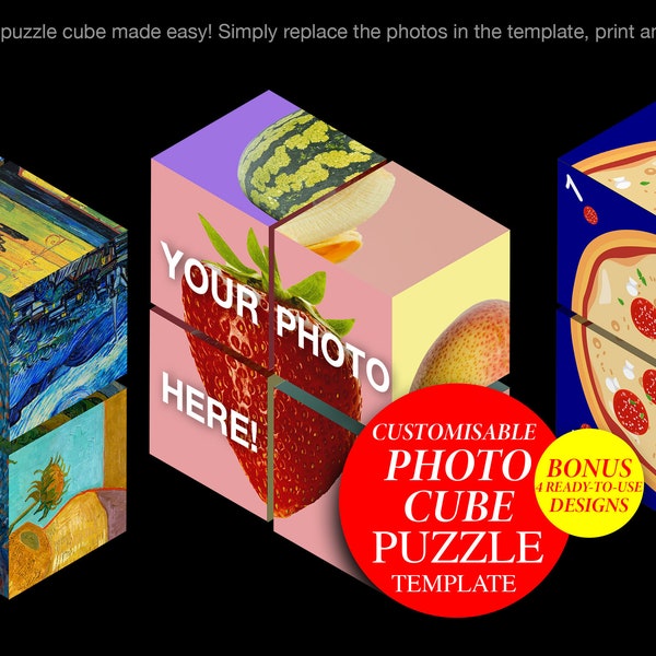 DIY Photo Puzzle Cube | Personalise Photo Cube Template | Home Deco | Preschool Math Puzzle | Customisable Children Math Addition Puzzle PDF