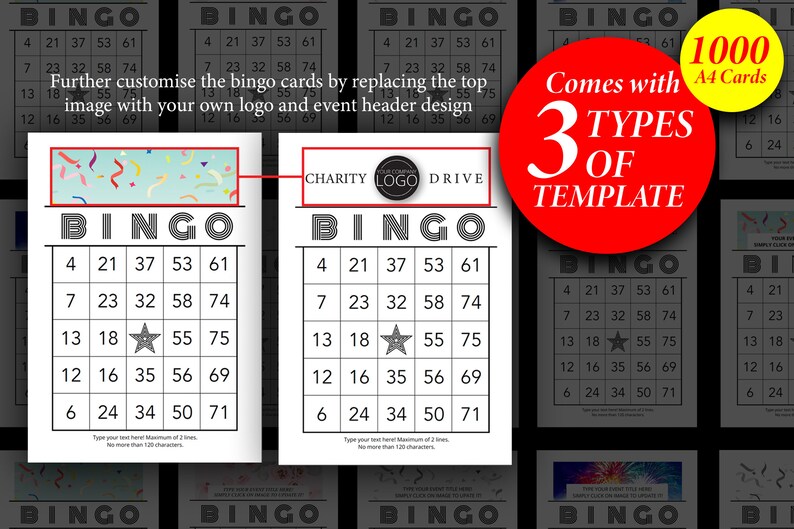 Editable Bingo Card Templates Printable Customisable Bingo Etsy