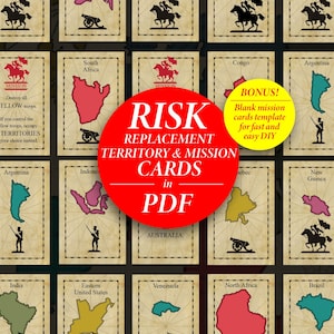 Risikokarten Ersatz PDF | Machen Sie Ihre eigene Risiko-Missionskarte | Risiko Ersatz Mission Kartenvorlage | Anpassen Personalisieren PDF