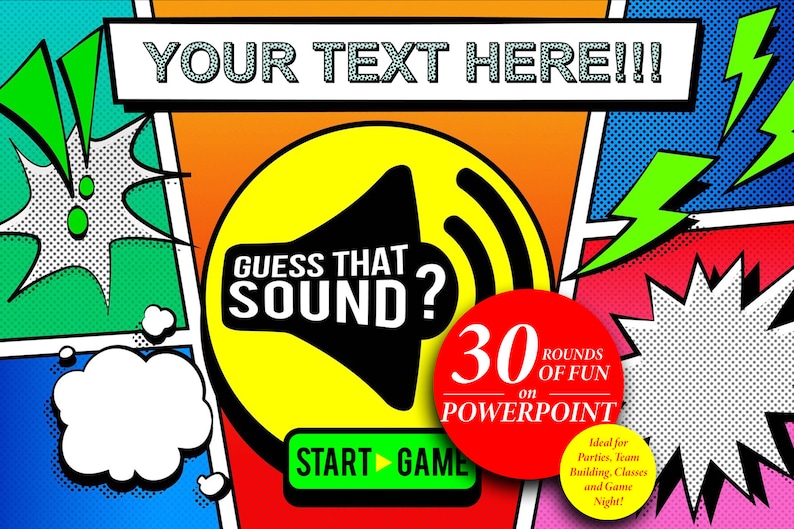 Guess That Sound Powerpoint Game Sound Quiz Sound Game Kids Party Game Family Game Virtual Quiz