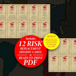 Risk Cards Replacement Printable PDF | Make Your Own Risk Mission Card ...