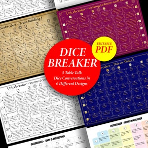 Dicebreaker Icebreaker Game: Table Talk Questions (Edible PDF Download)