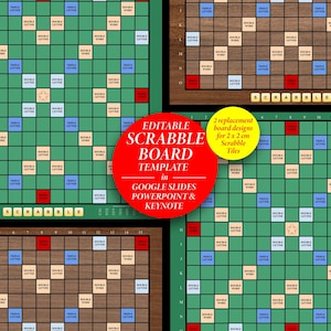 Remplacement du plateau de scrabble | Personnaliser le modèle de Scrabble | Personnalisez le PDF imprimable | Microsoft PowerPoint | Google Slides | Présentation d'Apple