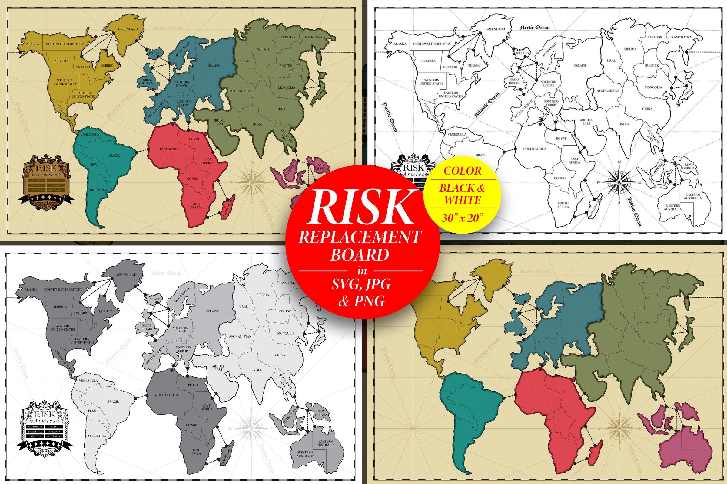 Risk Board Printable SVG JPG PNG | Make Your Own Risk Board | Risk ...