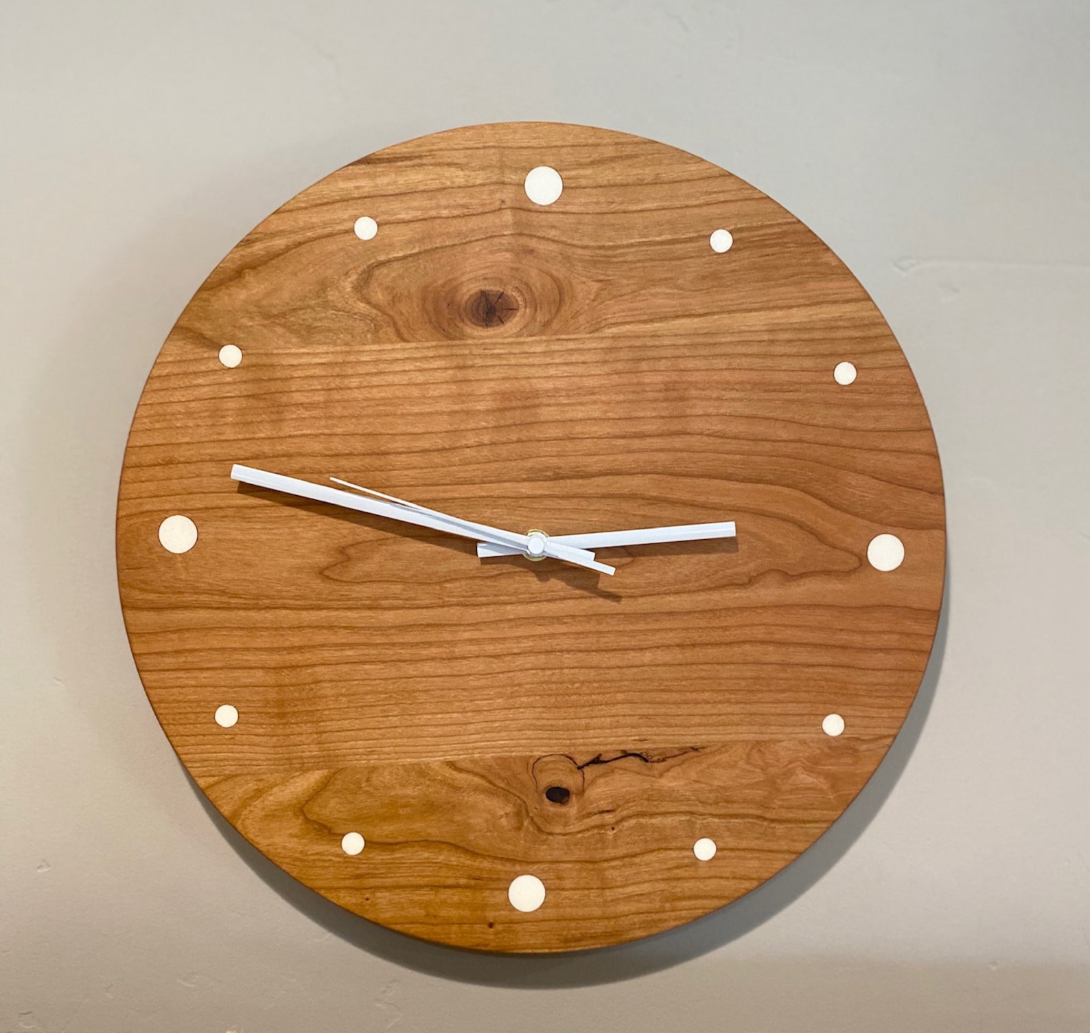 Cherry Wood Wall Clock Etsy