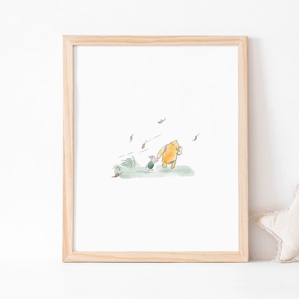 Blustery Day Winnie the Pooh | digital nursery print | nursery decor | vintage Winnie the Pooh | Pooh Bear classic | Pooh Bear and Piglet