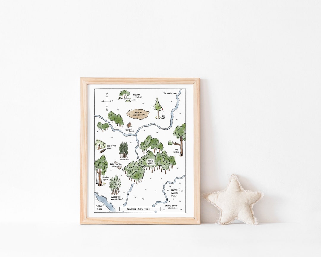 Hundred Acre Wood Map | Digital Nursery Print | Nursery Decor | Vintage ...