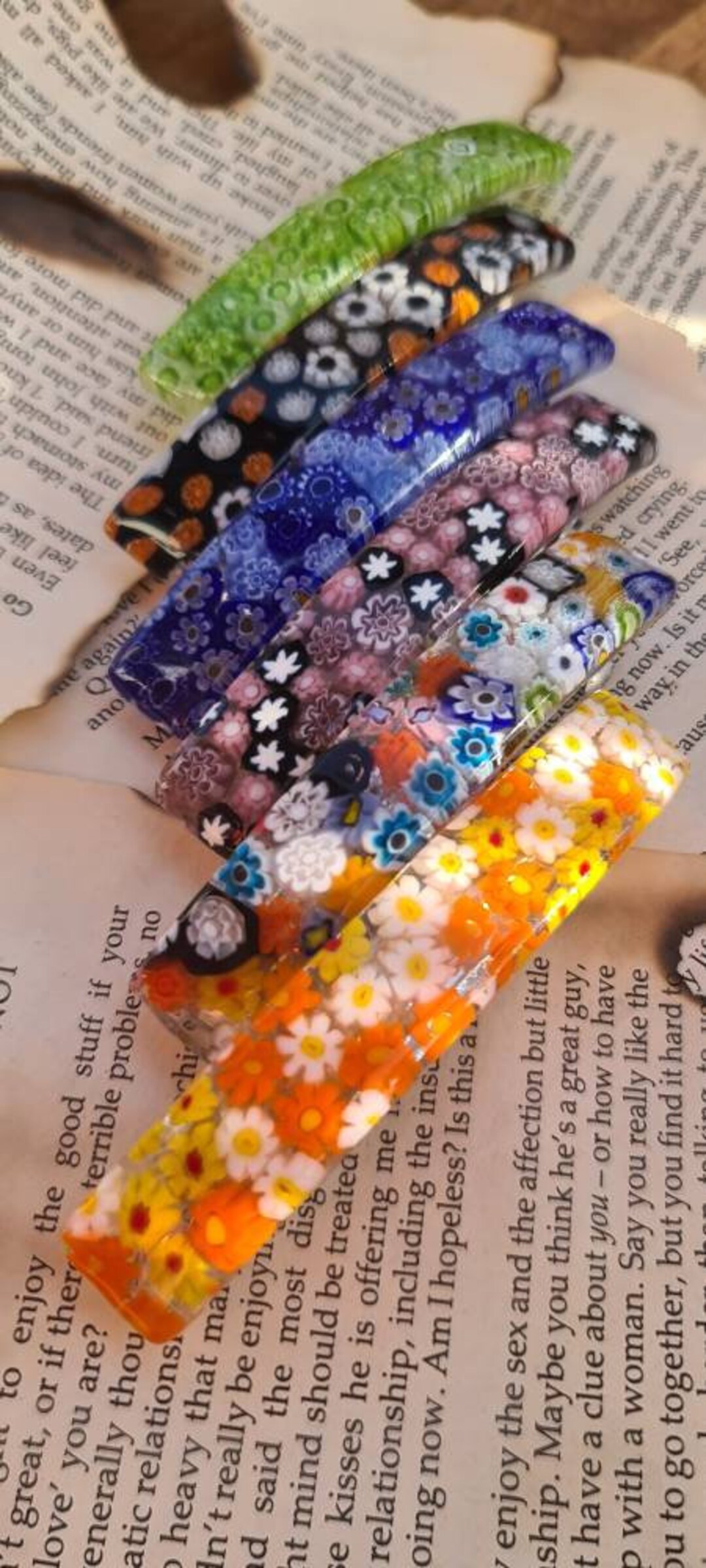Murano Glass Hair Clips Rectangular Big Shape 90x15 Mm/ Hair Etsy