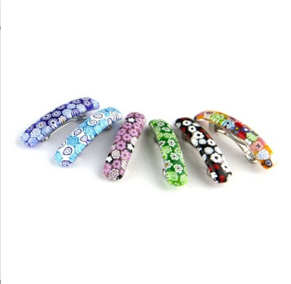 Murano Glass Hair Clips Rectangular Big Shape 90x15 Mm Etsy