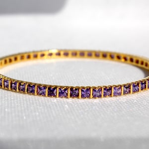 Amethyst Gold CZ American Diamond Bangles, Statement Jewelry, Indian Bollywood, Wedding, Brazaletes Oro Diamante Amatista