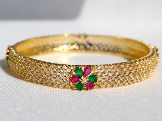 Ruby american diamond bangles Outlet
