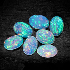 AAA+++ Top Quality Natural Ethiopian Opal Oval Gemstone, 7 Piece Set, 5x7 MM, Multi Fire Opal, Welo Fire Opal, Opal For jewelry, OC101