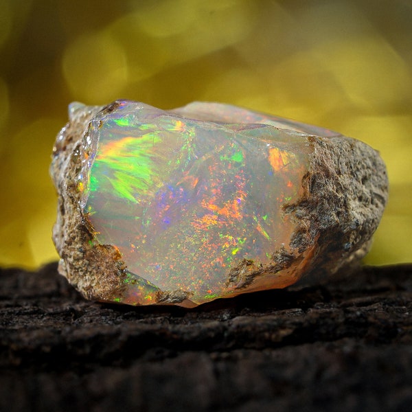 Opale éthiopienne brute - Opale brute - Opale Welo - Opale brute - Opale de feu - 19,00 carats - 15 x 20 mm - L06