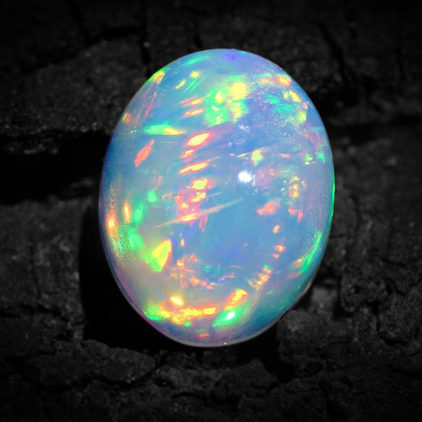 100% Natural Top Ethiopian Opal Cabochon, 1.40 Carat, 7x9 MM, Multi Color Welo Fires Opal loose Gemstone for Jewelry, OC19