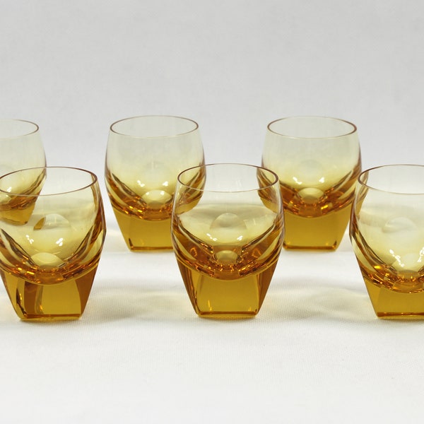 Juego de 6 gafas de cristal "BAR" hechas por Moser Cut Glass Checoslovaquia