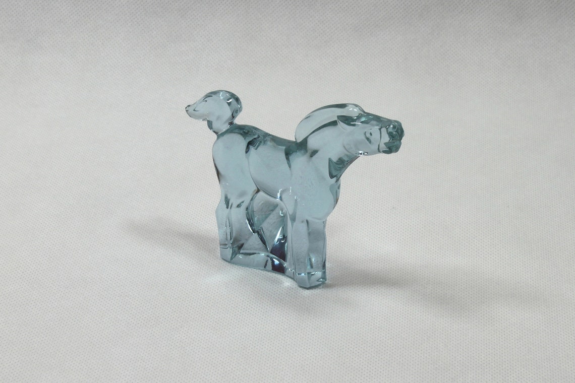 Crystal Glass Horse Paperweight Made By Moser Art Deco 1930s Etsy