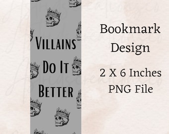 Villains do it better png, bookmark design png, villains bookmark design, bookmark digital download, reading png, bookish design