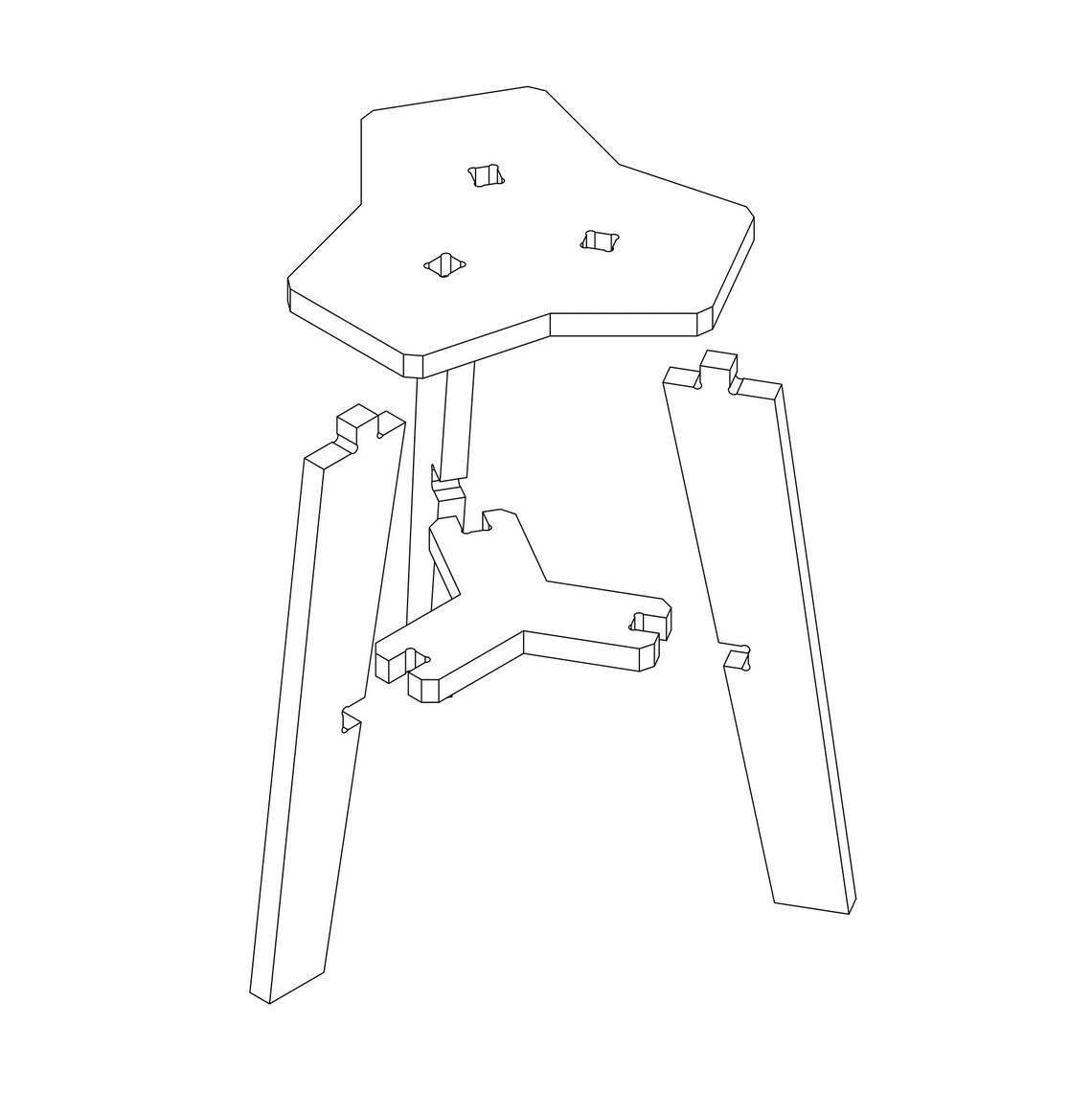 CNC Geometric Stool Furniture. DXF Format. Digital Plans Etsy