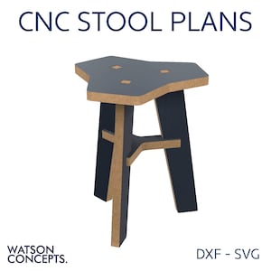 Meubles de tabouret géométriques CNC. Formats SVG et DXF. Téléchargement de plans numériques. Découpe au laser.