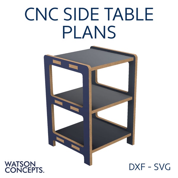 CNC Side Table Furniture. SVG and DXF Format. Digital Plans Download. Laser Cutting.