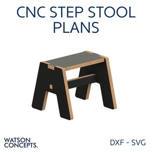 CNC Step Stool Furniture. SVG and DXF Format. Digital Plans Download. Laser Cutting.