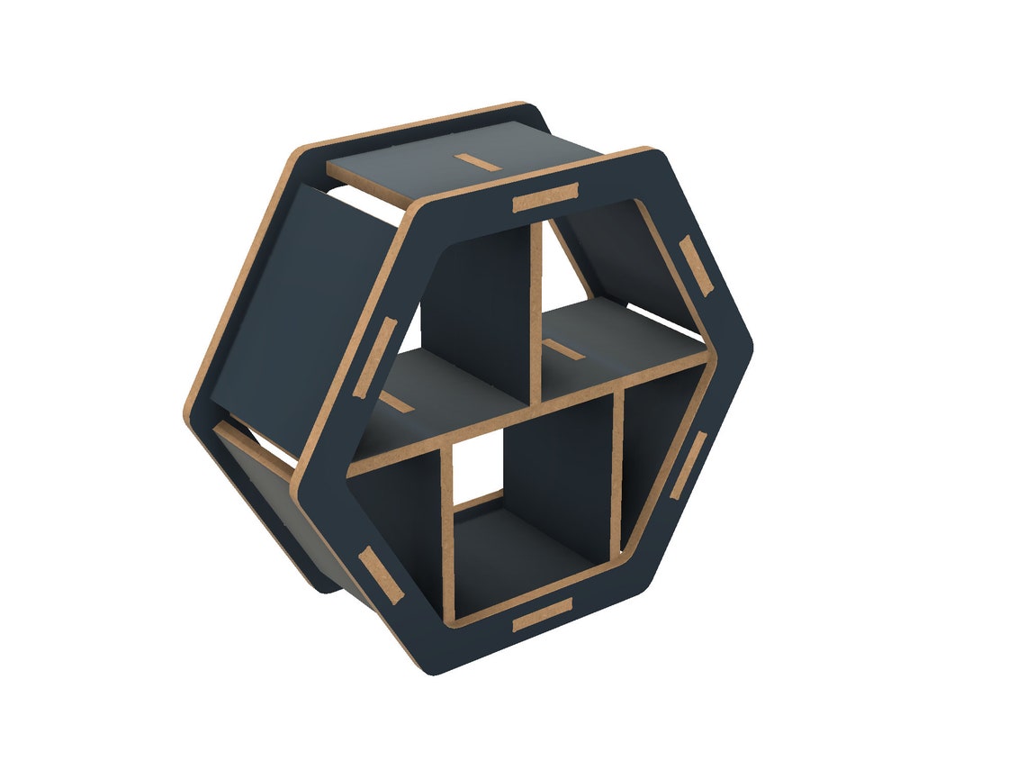 CNC Hexagon Bookshelf. SVG and DXF Format. Digital Plans Download ...