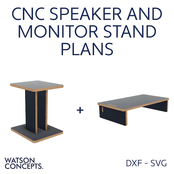 CNC Speaker and Monitor Stands Furniture. SVG and DXF Format. Digital Plans Download. Laser Cutting.
