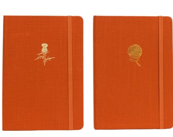 Gebranntes Orange A5 weißes Papier liniertes Notizbuch, ultra-dickes 160gsm gepunktetes weißes Papier, handgestempelt, um zu bestellen, Ihre Wahl des Bildes