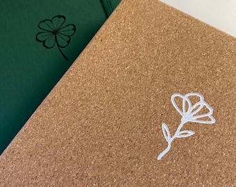 Line-flower notebook, ultra-thick 160gsm paper, hand-stamped to order, your choice of book colour, paper type and foil