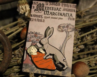 Aggressive Rabbit Medieval Marginalia Hard Enamel Pins