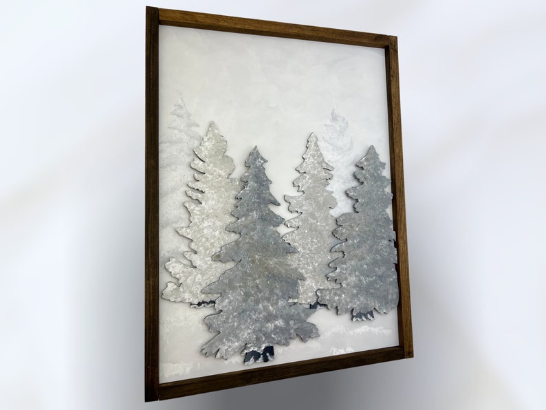 3D Wood Pine Tree Wall Decor Snow Covered Pine Wall Art Etsy
